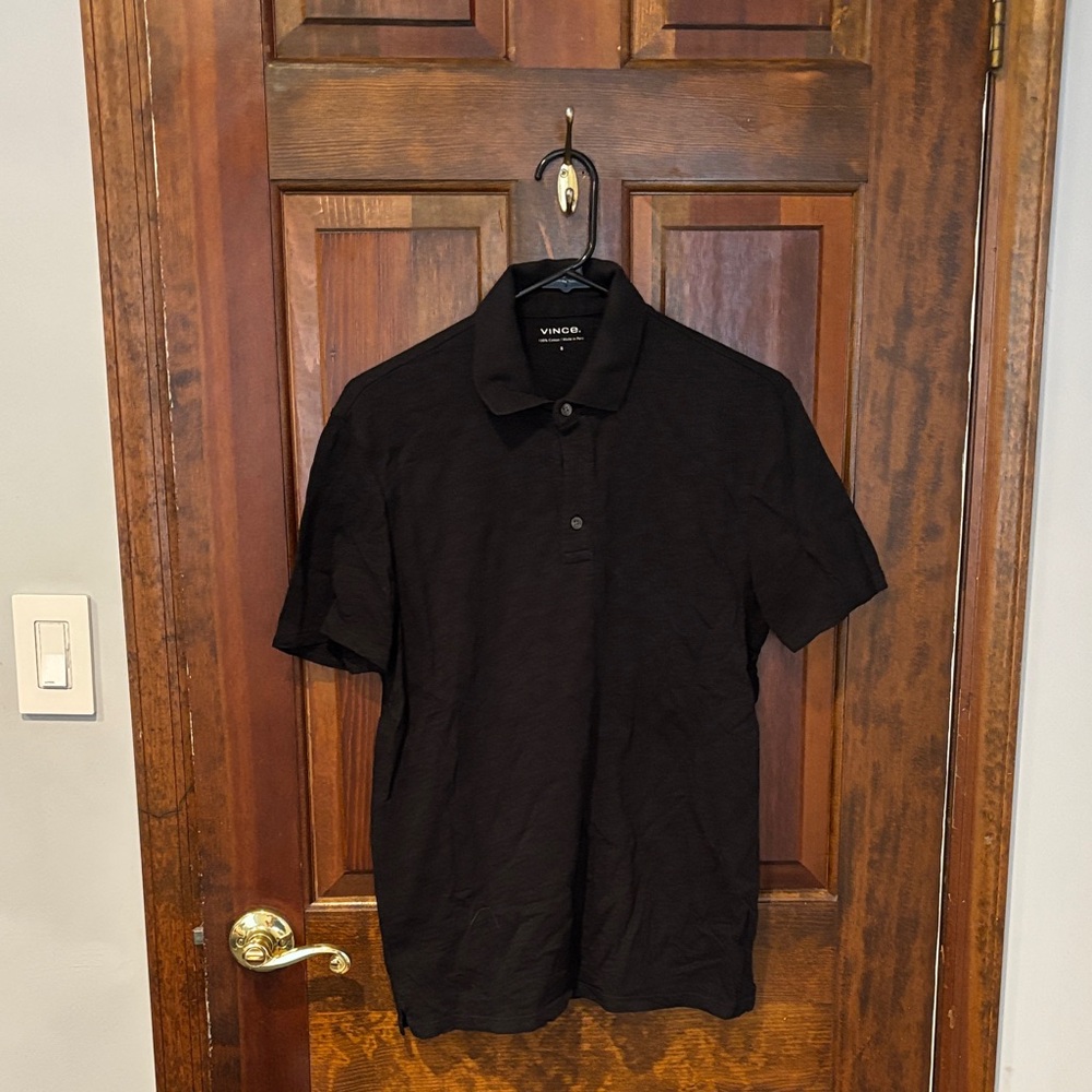 Vince Classic Black Polo Shirt for Men